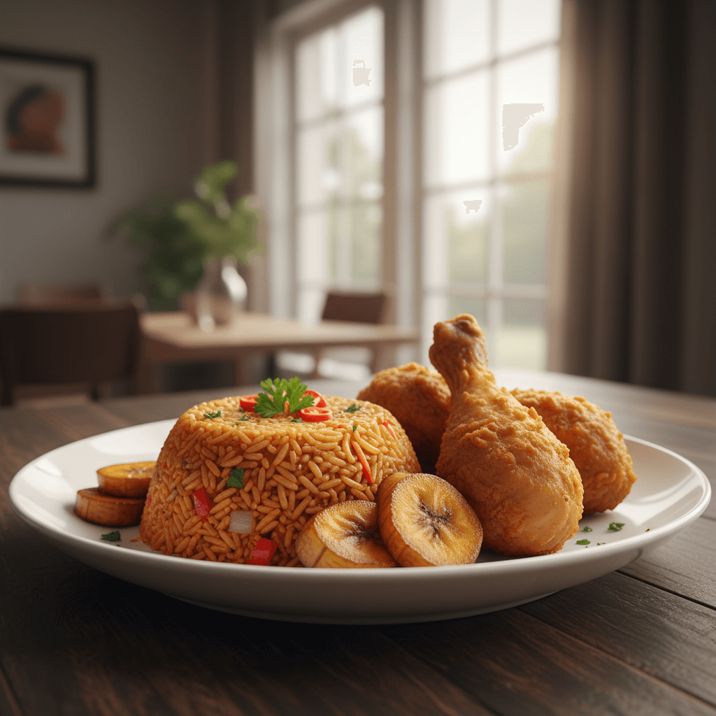Delicious Spoteat African Dishes - Jollof Rice & Fried Chicken